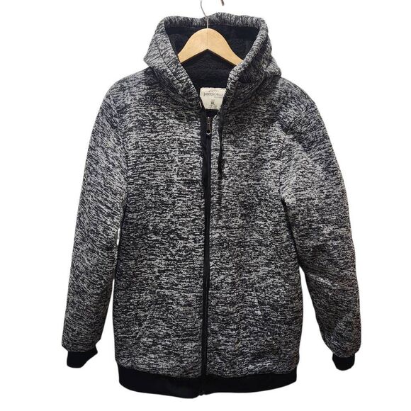 Jackson Hole full zip hoodie faux sherpa lining size XL black white heathered - Picture 1 of 6